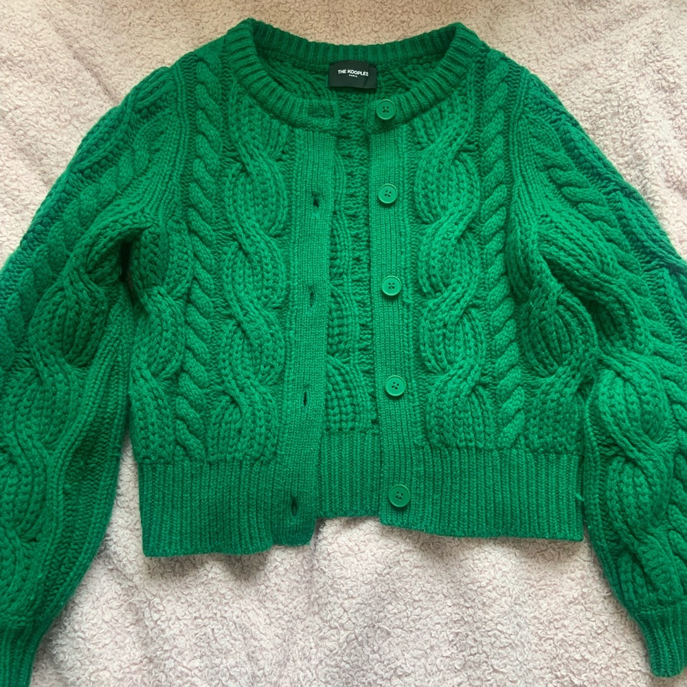 The Kooples Cropped Cable Knit Cardigan
